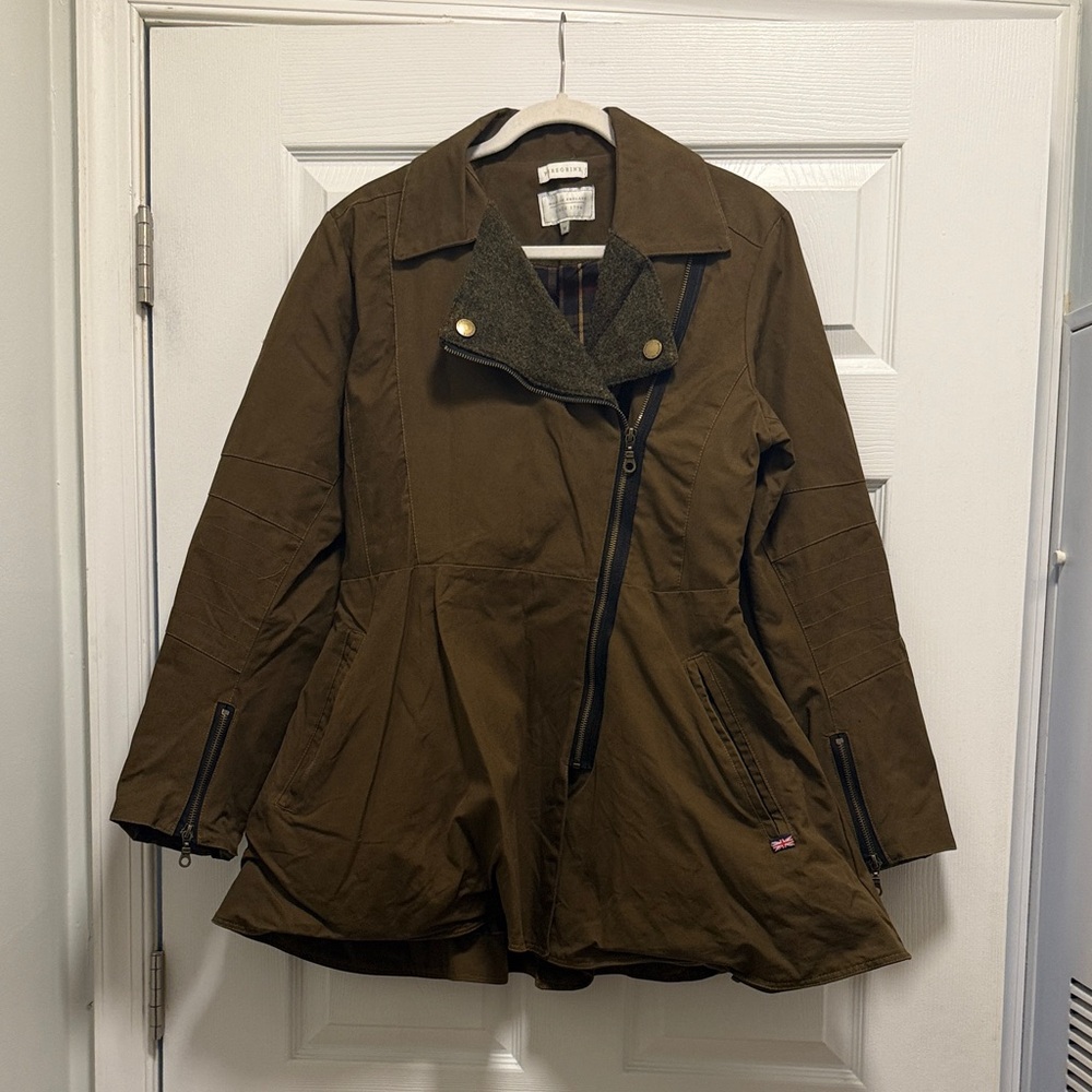 Peregrine UK Made Harris Tweed/Waxed Cotton Asymmetrical Jacket Women’s M